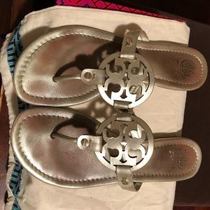 Tory Burch size 8 Miller Sandal in gold.